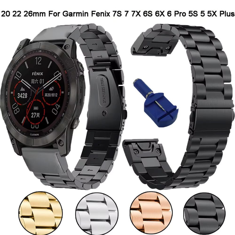 Stainless Steel Strap Garmin QuickFit 22mm / Garmin Fenix 7 / 7 Pro / 6 Three Beads Watch Band - Multi-color#serie_3