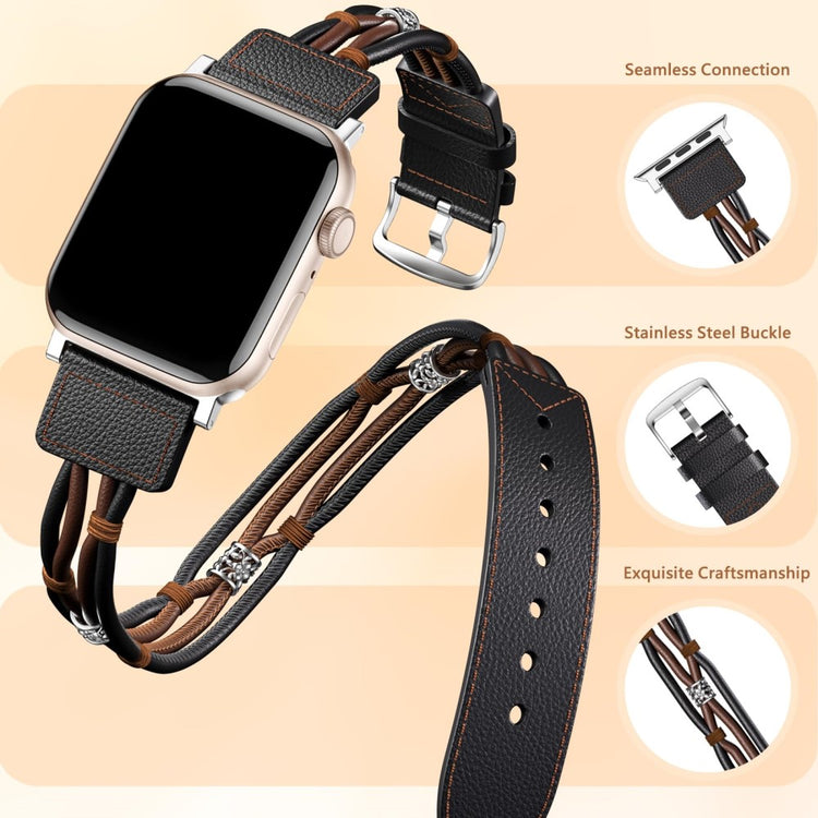 Delightful Apple Smartwatch Genuine Leather Universel Strap - Black#serie_1