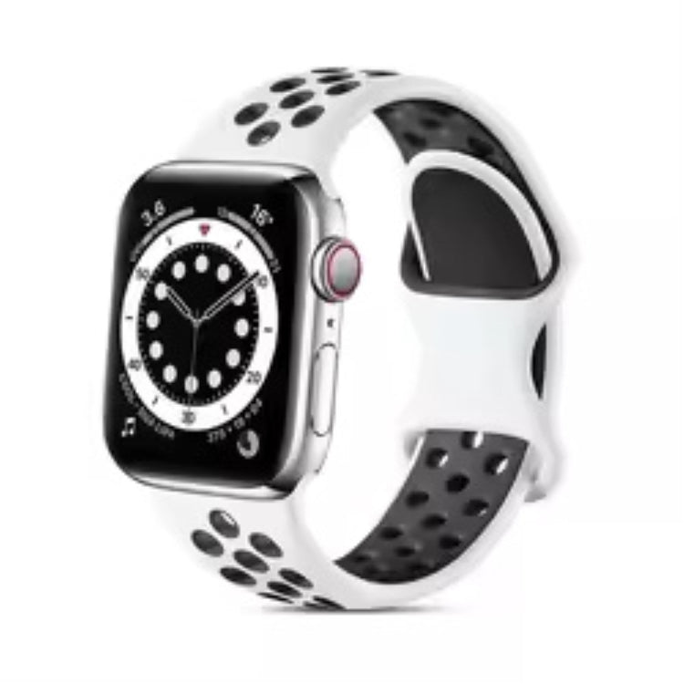 Apple Watch Series 49mm - 45mm - 44mm - 42mm4mm / 3 2 1 42 Silicone Watch Strap - White+Black#serie_10