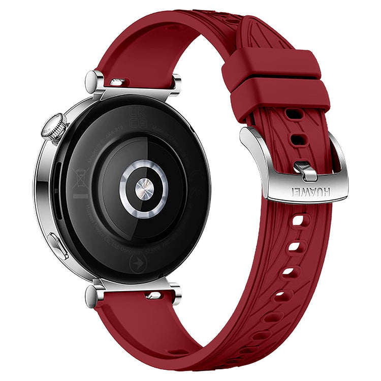 Huawei Watch GT 4 41mm / Xiaomi Mi Watch Silicone band 18mm Textured Watch Strap - Red+Silver Buckle#serie_6