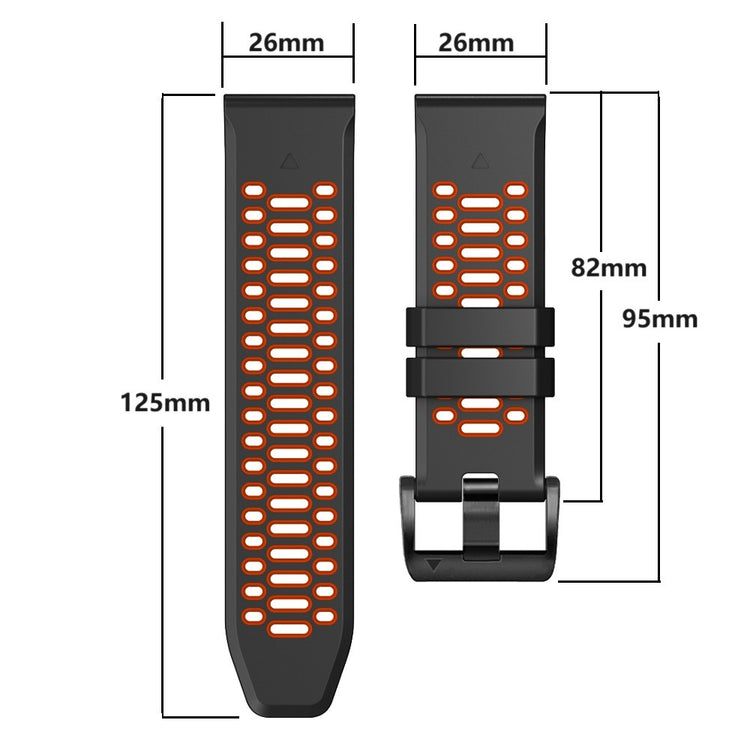 Garmin Fenix 7X / 7X Pro / 6X Quickfit 26mm Watch Band Three Row Holes Dual Color Silicone Strap - Army Green / Black#serie_8