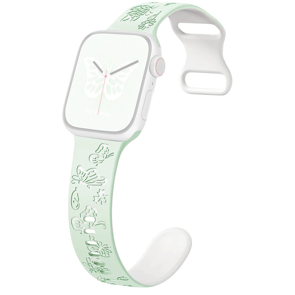 Apple Watch Series 9 8 7 41mm / 6 5 4 SE (2022) SE (2023) SE 40mm / 3 2 1 38mm band Dual Color Silicone Strap - Light Mint Green+White#serie_2