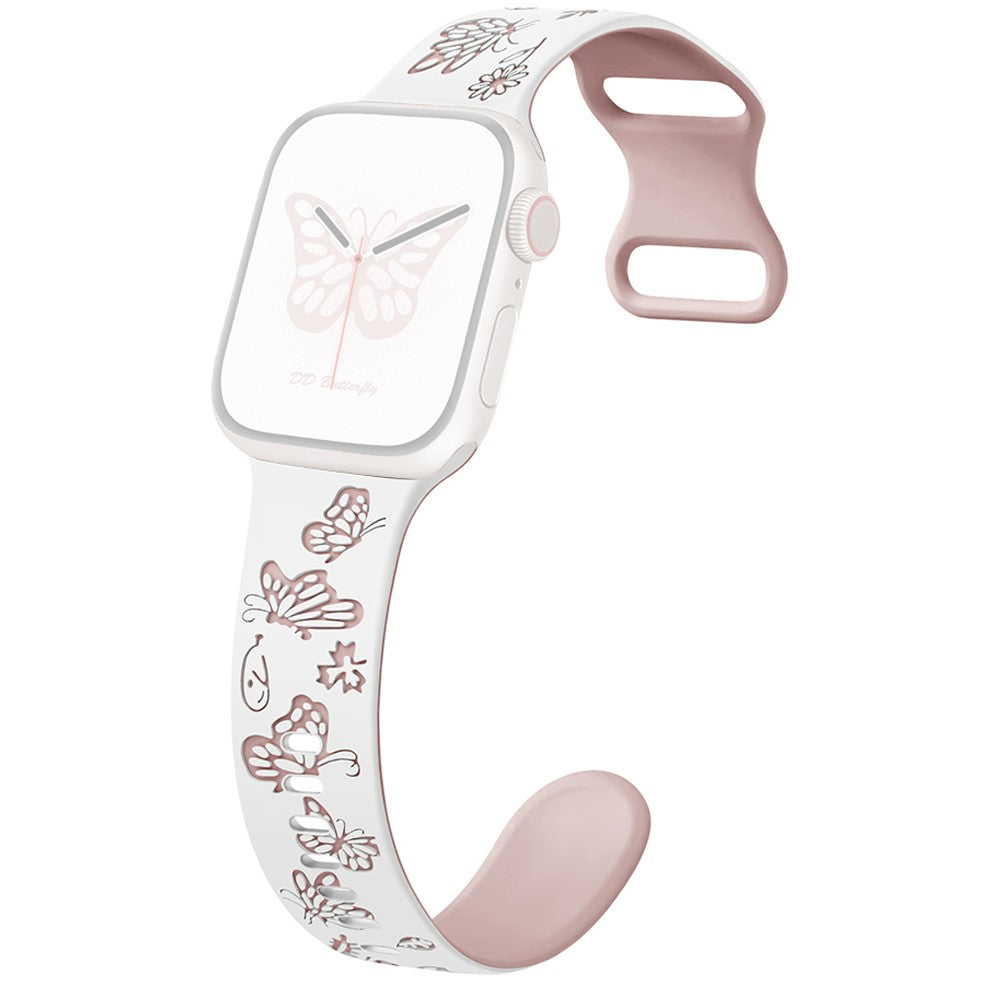 Apple Watch Series 9 8 7 41mm / 6 5 4 SE (2022) SE (2023) SE 40mm / 3 2 1 38mm band Dual Color Silicone Strap - White+Pink#serie_8