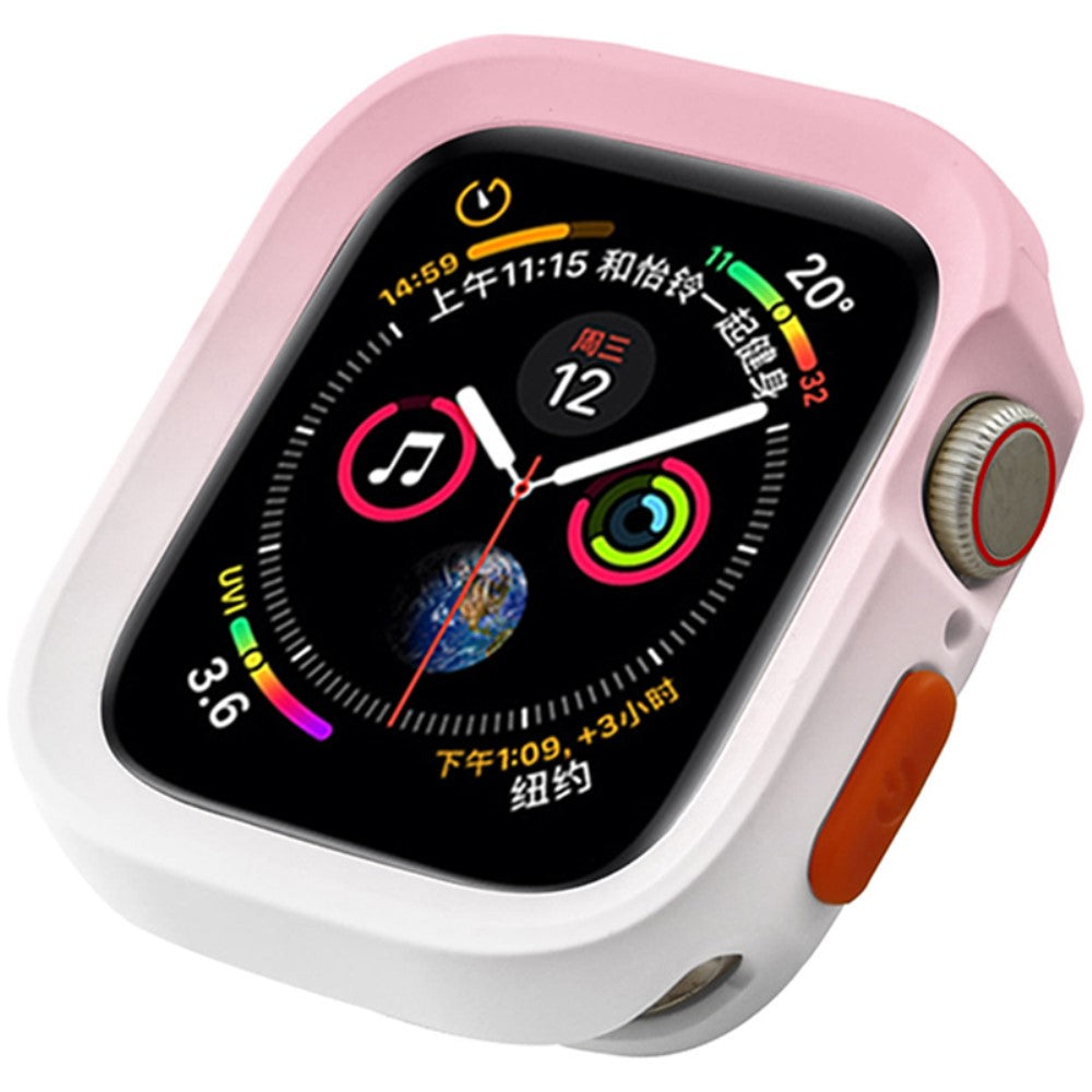 Apple Watch Series 4 / 5 / 6 / SE / SE (2022) 40mm / 7 / 8 / 9 41mm Dual Color Flexible Watch Case - Pink+White#serie_4