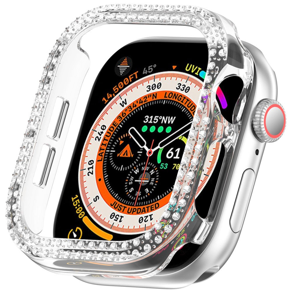 Apple Watch Series 10 46mm Double Row Rhinestone Decor Hollow-Out Cover Bump Resistant Watch Frame Case - Transparent#serie_6