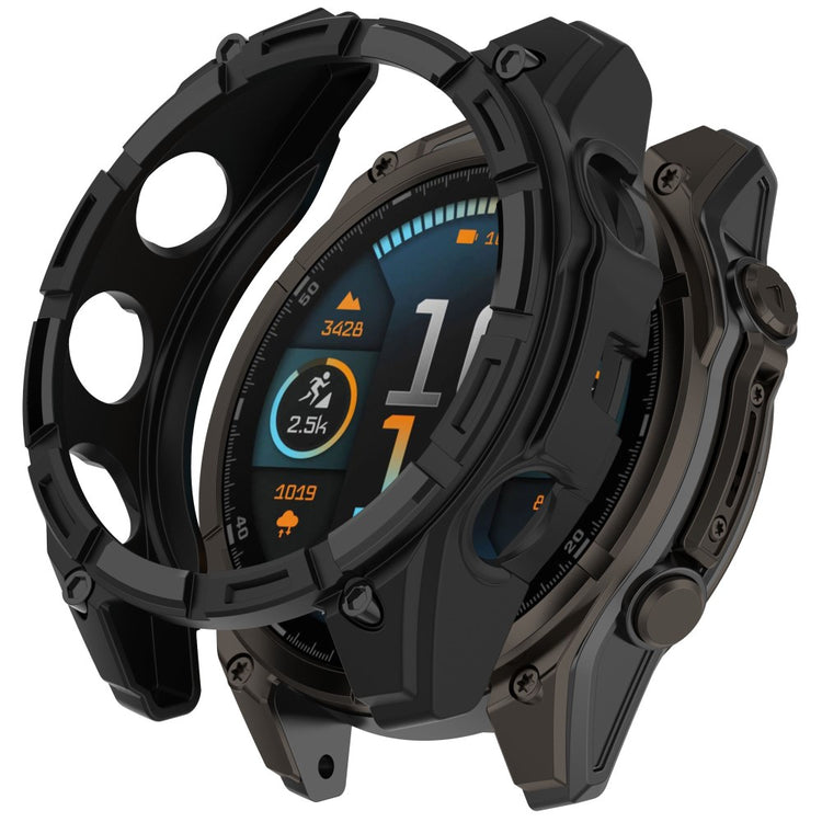 Garmin Fenix 8 MIP Solar 47mm TPU Case Hollow Half Wrapped Watch Frame Cover - Black#serie_1