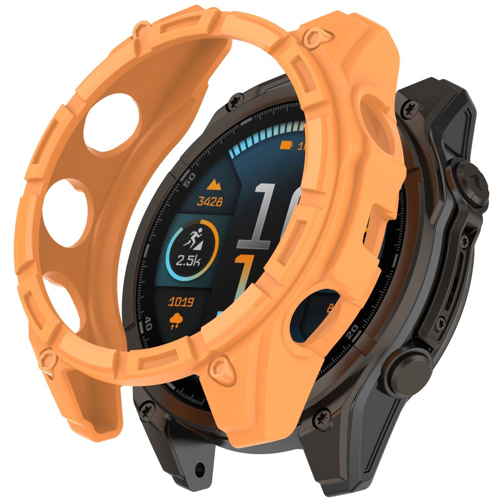 Garmin Fenix 8 MIP Solar 47mm TPU Case Hollow Half Wrapped Watch Frame Cover - Orange#serie_2