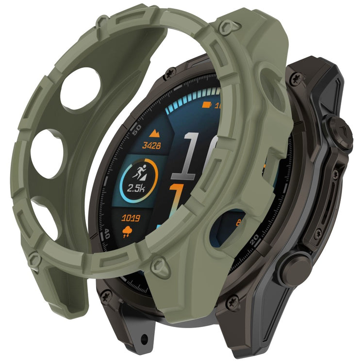 Garmin Fenix 8 MIP Solar 47mm TPU Case Hollow Half Wrapped Watch Frame Cover - Jungle Green#serie_3