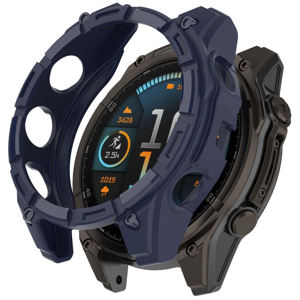 Garmin Fenix 8 MIP Solar 47mm TPU Case Hollow Half Wrapped Watch Frame Cover - Midnight Blue#serie_7