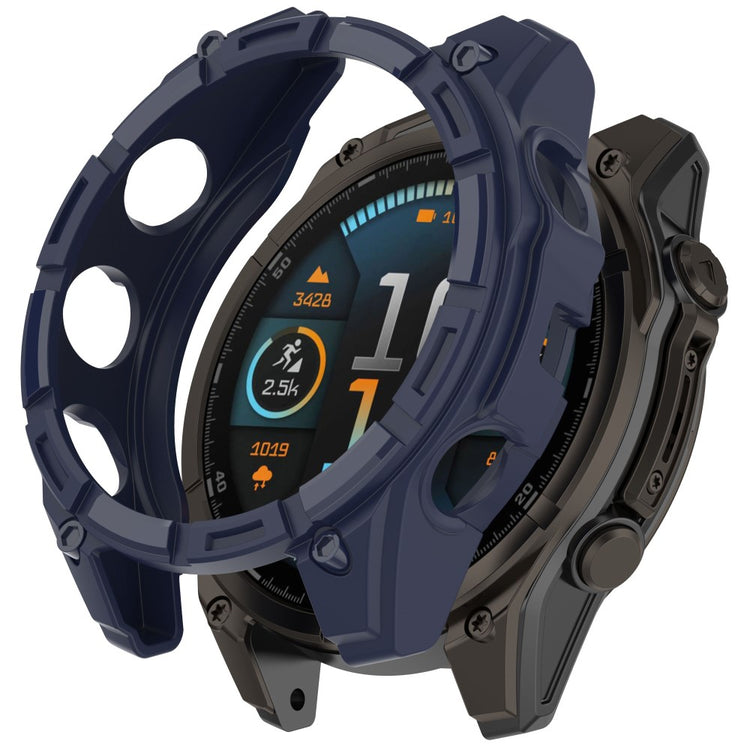 Garmin Fenix 8 MIP Solar 47mm TPU Case Hollow Half Wrapped Watch Frame Cover - Midnight Blue#serie_7