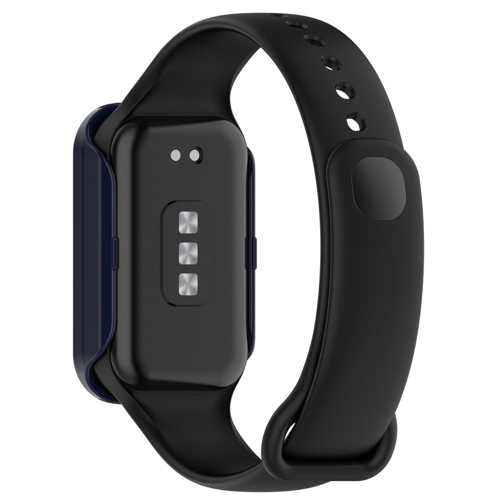 Super Godt Universal Cover med Skærmbeskytter i Silikone og Glas passer til Xiaomi Smart Band 8 Active / Xiaomi Redmi Band 2 - Blå#serie_2