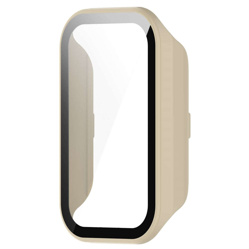 Super Godt Universal Cover med Skærmbeskytter i Silikone og Glas passer til Xiaomi Smart Band 8 Active / Xiaomi Redmi Band 2 - Hvid#serie_5