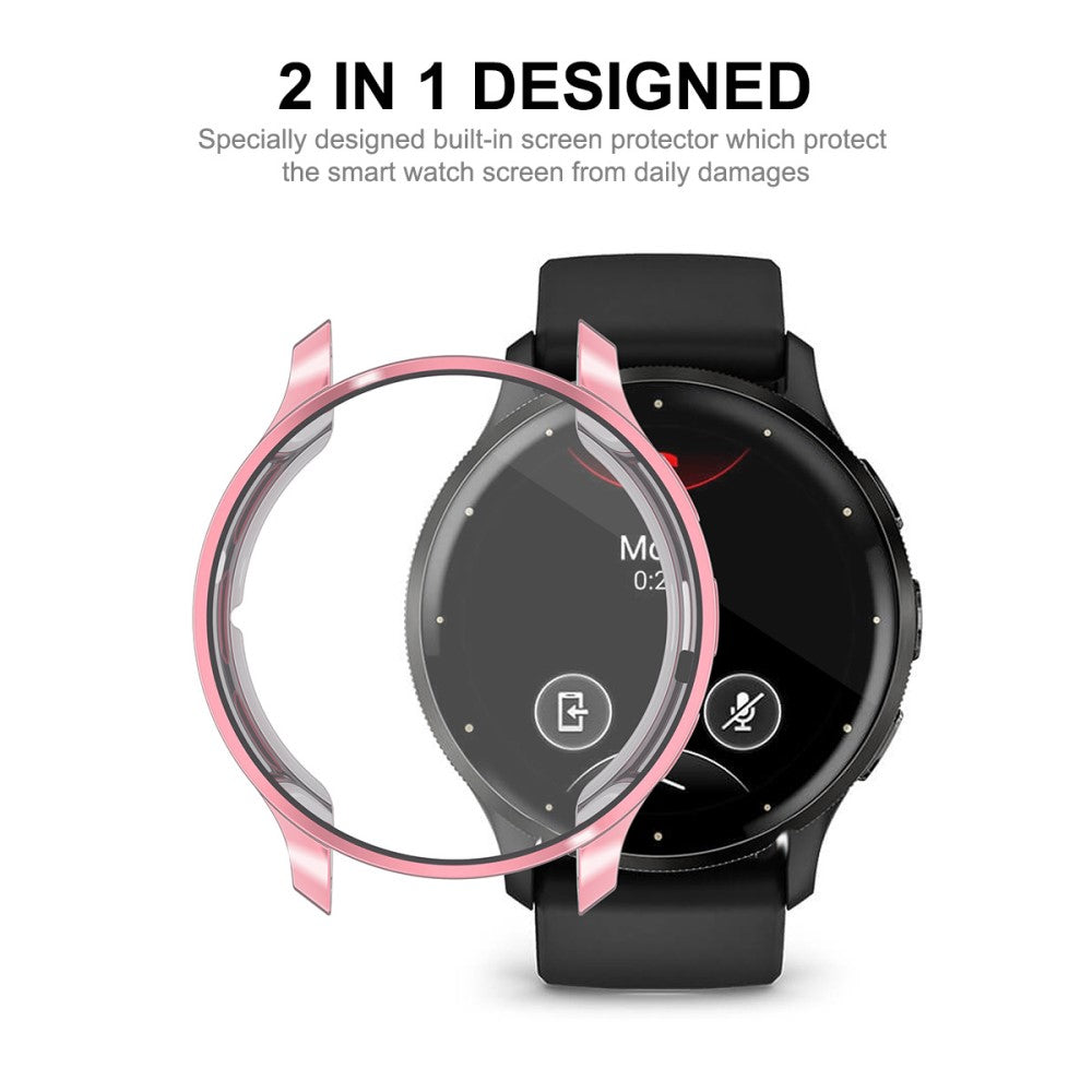 Meget Flot Cover med Skærmbeskytter i Silikone passer til Garmin Venu 3S - Pink#serie_1