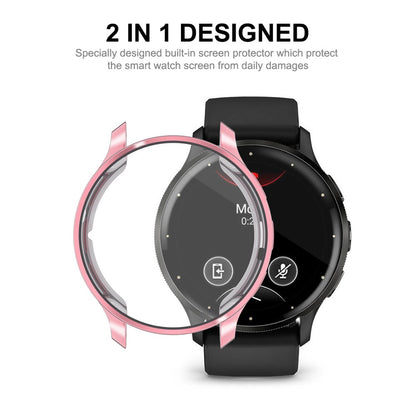 Meget Flot Cover med Skærmbeskytter i Silikone passer til Garmin Venu 3S - Pink#serie_4