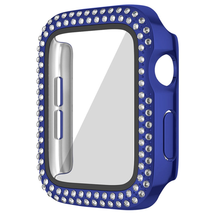 Fint Universal Cover med Skærmbeskytter i Rhinsten og Glas passer til Apple Smartwatch - Blå#serie_6