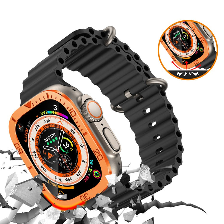 Fint Universal Cover med Skærmbeskytter i Glas passer til Apple Watch Ultra / Apple Watch Ultra 2 - Orange#serie_2