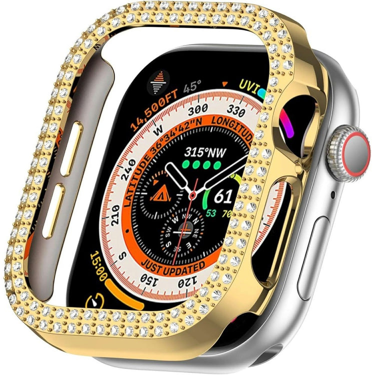 Apple Watch Series 10 42mm Bump Resistant Case Hollow Design Rhinestone Decor Watch Frame Cover - Gold#serie_2