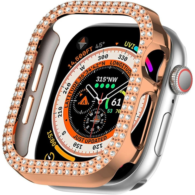 Apple Watch Series 10 42mm Bump Resistant Case Hollow Design Rhinestone Decor Watch Frame Cover - Rose Gold#serie_3