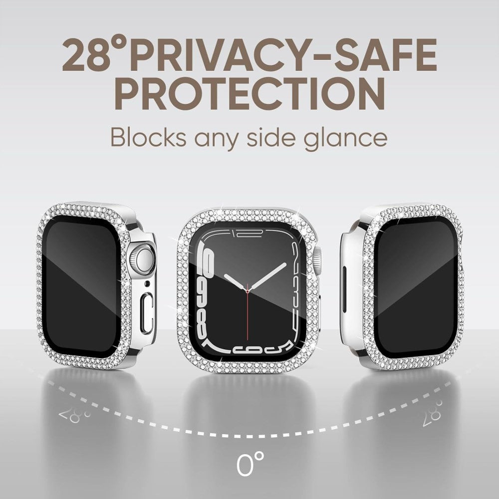 Mega Good Apple Smartwatch Universel Cover with Screen Protector in Rhinestone and Glass - Silver#serie_12