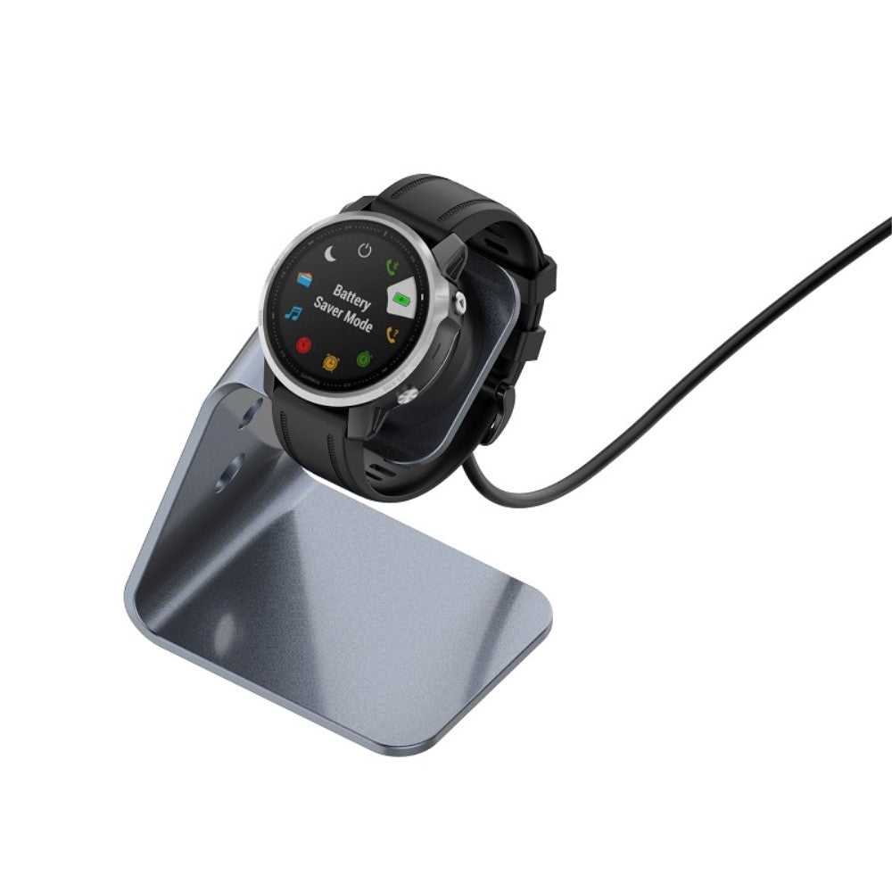 Metal Og Silikone Ladestation passer til Garmin Smartwatch - Sølv#serie_2