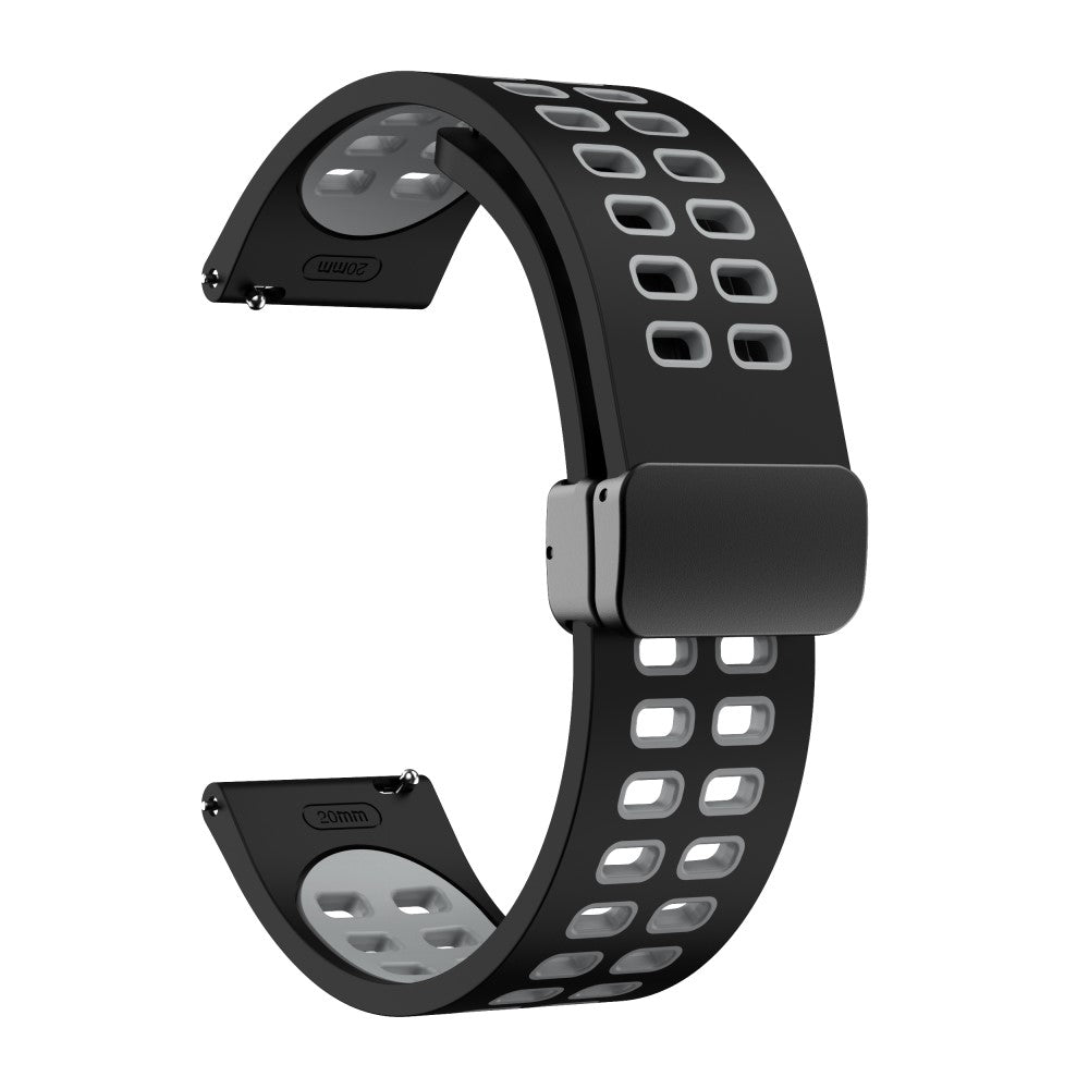 20mm Universal dual color silicone strap with black buckle - Black / Grey#serie_1