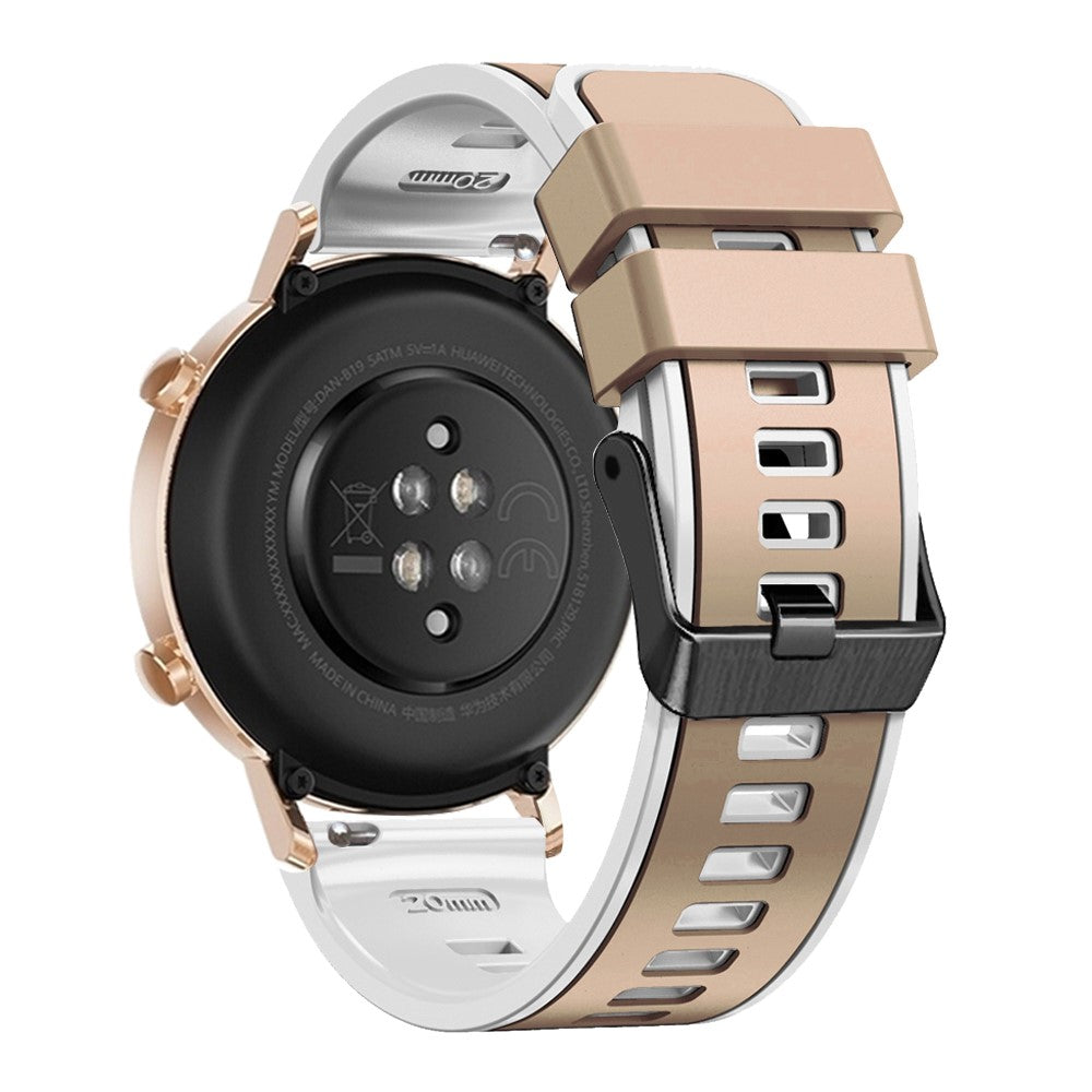 20mm Universal dual color silicone strap - Khaki / White#serie_9