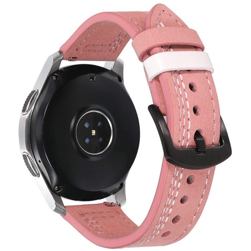22mm Universal leather strap - Pink / White Stitch#serie_10