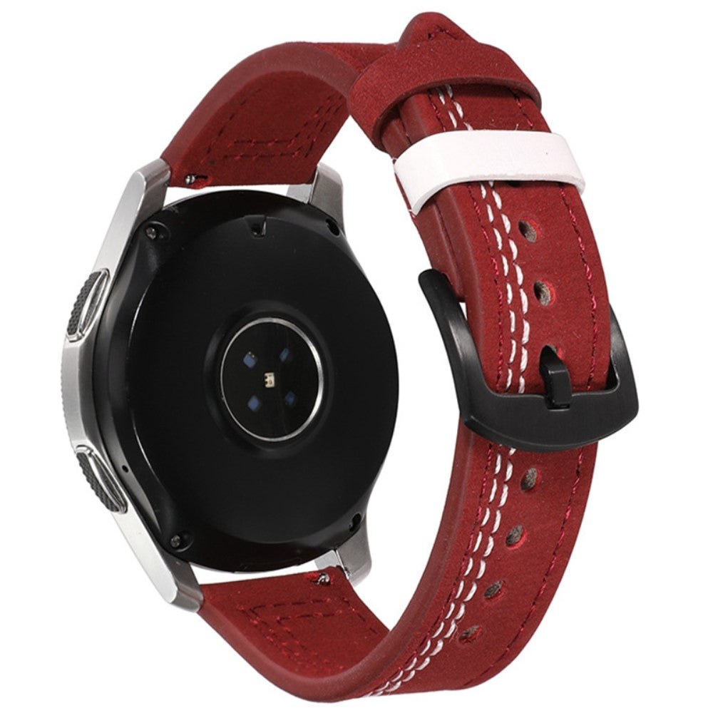 22mm Universal leather strap - Red / White Stitch#serie_11