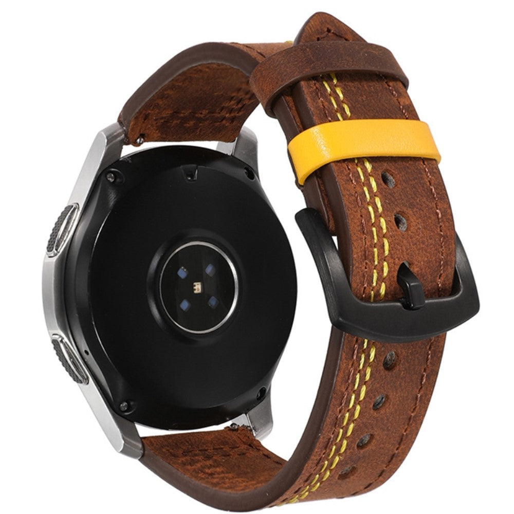 22mm Universal leather strap - Dark Brown / Yellow Stitch#serie_2