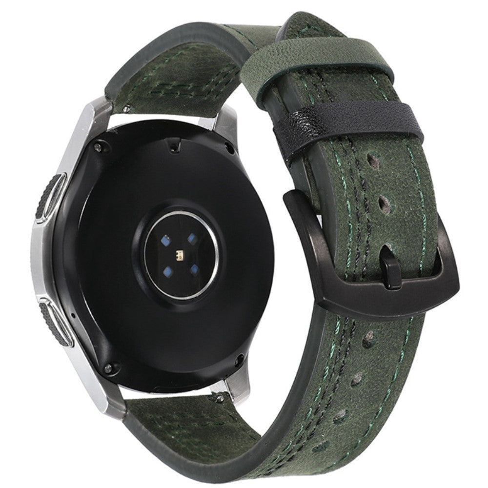 22mm Universal leather strap - Green / Black Stitch#serie_3