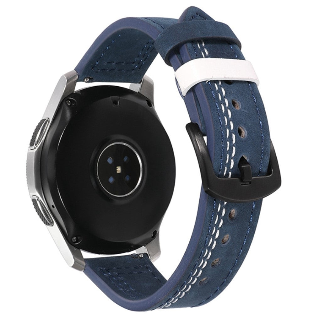 22mm Universal leather strap - Blue / White Stitch#serie_5
