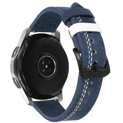 22mm Universal leather strap - Blue / White Stitch#serie_5