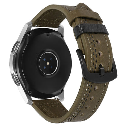 22mm Universal leather strap - Army Green / Black Stitch#serie_7