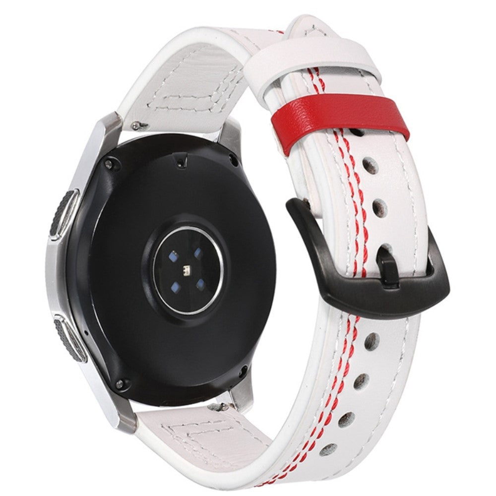22mm Universal leather strap - White / Red Stitch#serie_9