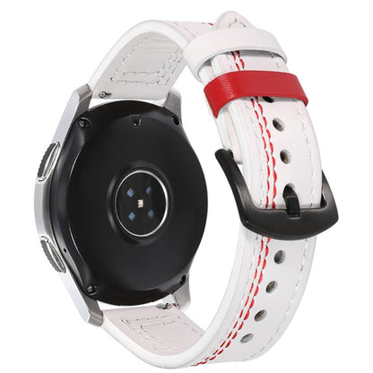 22mm Universal leather strap - White / Red Stitch#serie_9