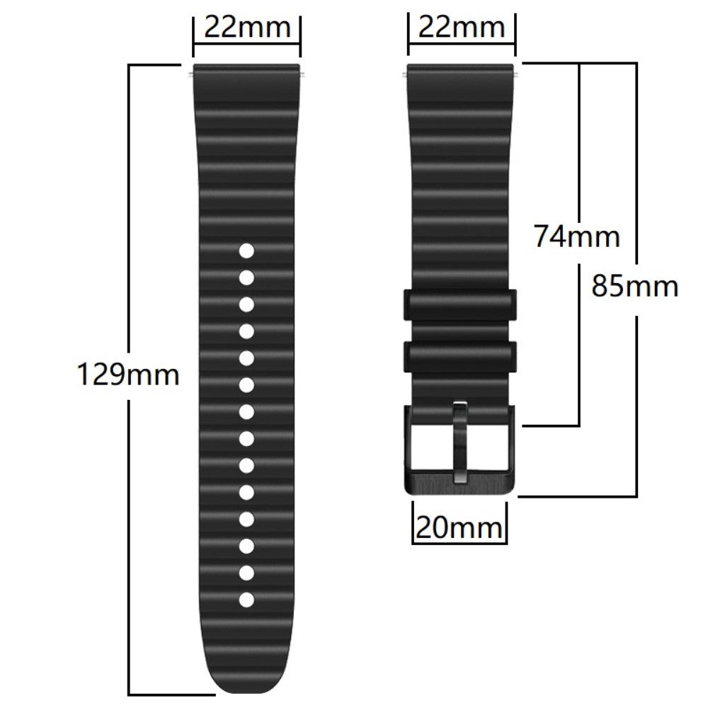 22mm Universal dual-color silicone strap with black buckle - Black+Grey#serie_1