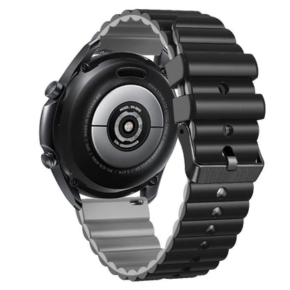 22mm Universal dual-color silicone strap with black buckle - Black+Grey#serie_1