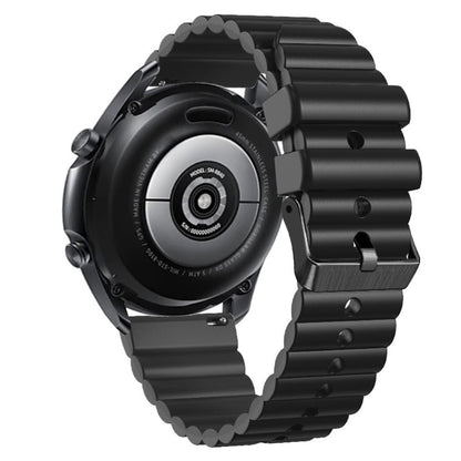 22mm Universal dual-color silicone strap with black buckle - Black#serie_7