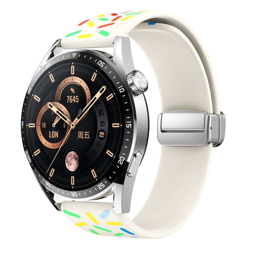 22mm Universal colorful pattern style silicone strap with silver buckle - Starlight Rainbow#serie_10