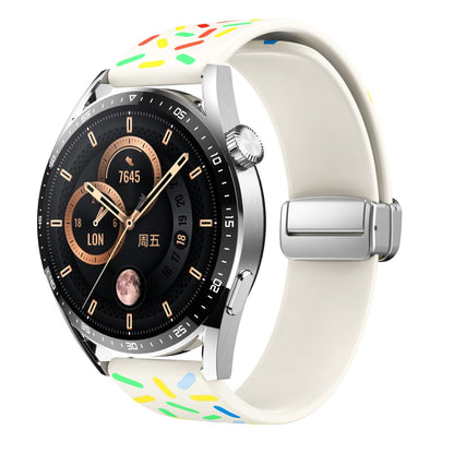 22mm Universal colorful pattern style silicone strap with silver buckle - Starlight Rainbow#serie_10