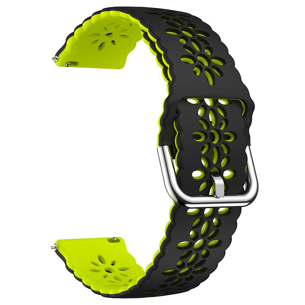 20mm Universal dual color blossom hollow strap - Black+Fluorescent Green#serie_7