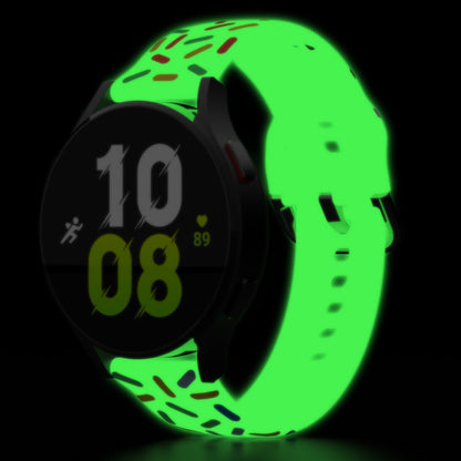20mm Universal colorful pattern style silicone strap with black buckle - Luminous Rainbow#serie_10