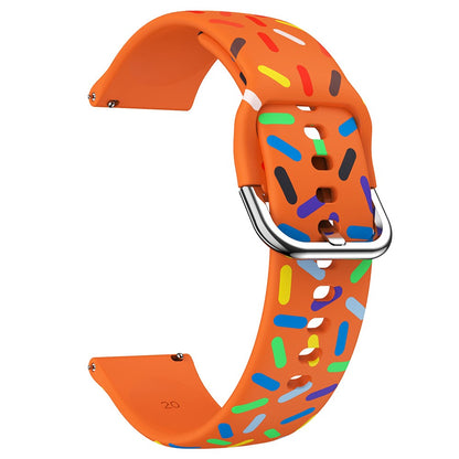20mm Universal colorful pattern style silicone strap with black buckle - Orange  Rainbow#serie_3