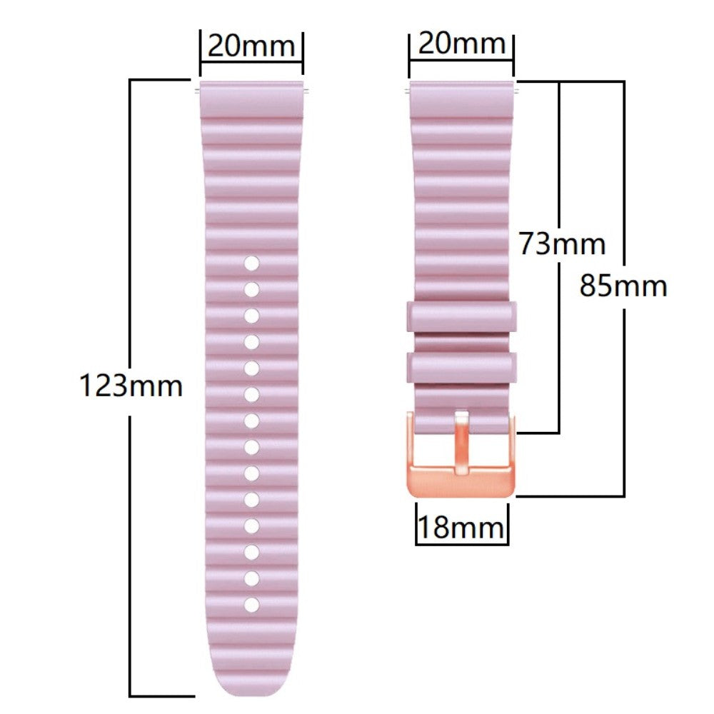 20mm Universal horizontal stripe style silicone strap with rose gold buckle - White#serie_4