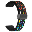 20mm Universal colorful pattern style silicone strap with black buckle - Black Rainbow
