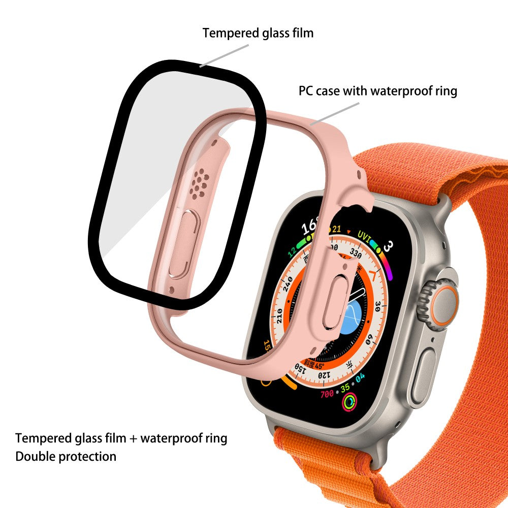 Mega Flot Apple Watch Ultra Cover med Skærmbeskytter i Plastik og Hærdet Glas - Pink#serie_1