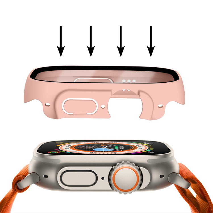 Mega Flot Apple Watch Ultra Cover med Skærmbeskytter i Plastik og Hærdet Glas - Pink#serie_1