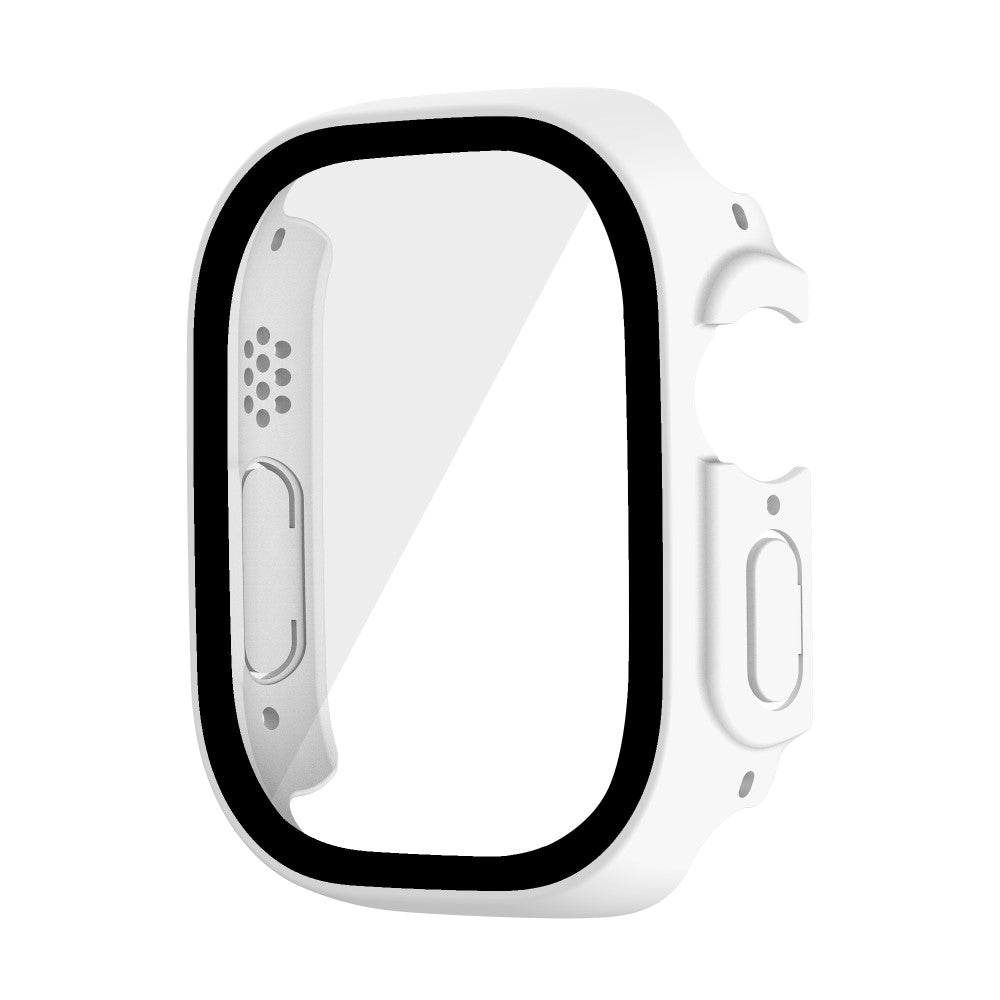 Mega Flot Apple Watch Ultra Cover med Skærmbeskytter i Plastik og Hærdet Glas - Hvid#serie_3