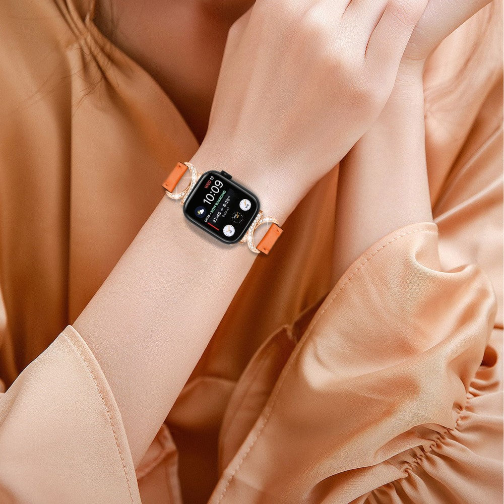 Meget Fint Ægte Læder Universal Rem passer til Apple Smartwatch - Orange#serie_1