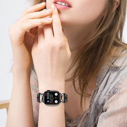 Super Sejt Metal Og Rhinsten Universal Rem passer til Apple Smartwatch - Sort#serie_1